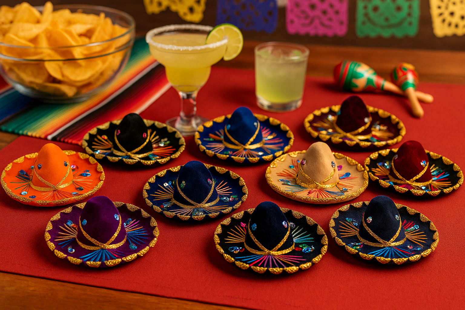 Novedades Cari 5-Pack Mexican Charro Mini Sombrero Hats - Mariachi Theme