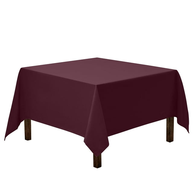 Gee Di Moda Square Tablecloth - 52 x 52 Inch Burgundy Table Cloth for Small Square or Round Tables - Heavy Duty Washable Fabric - for Buffet Table, Holiday Party, Dinner, Wedding & Baby Shower