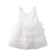 thumbnail image 2 of Kmbangi Petites Filles Robe Sans Manches Dentelle Creuse Dos Multi-Couche Maille TuTu Robe, 2 of 10