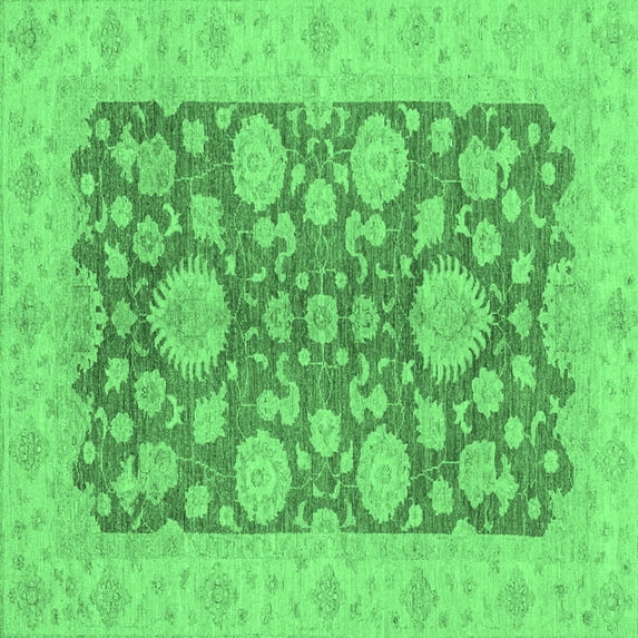 Ahgly Company Indoor Square Abstract Emerald Green Modern Area Rugs, 5' Square