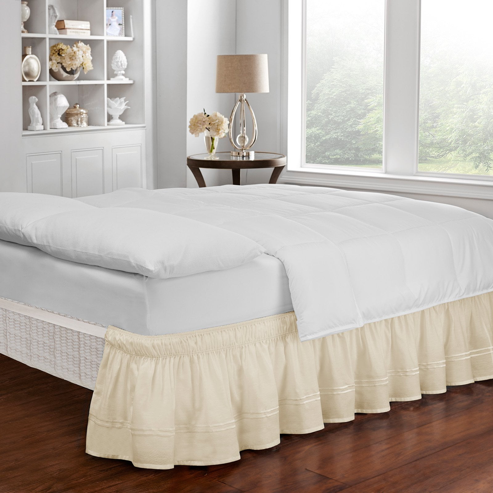 Easy Fit Adjustable Baratta Stitch Embroidered Bed Skirt 
