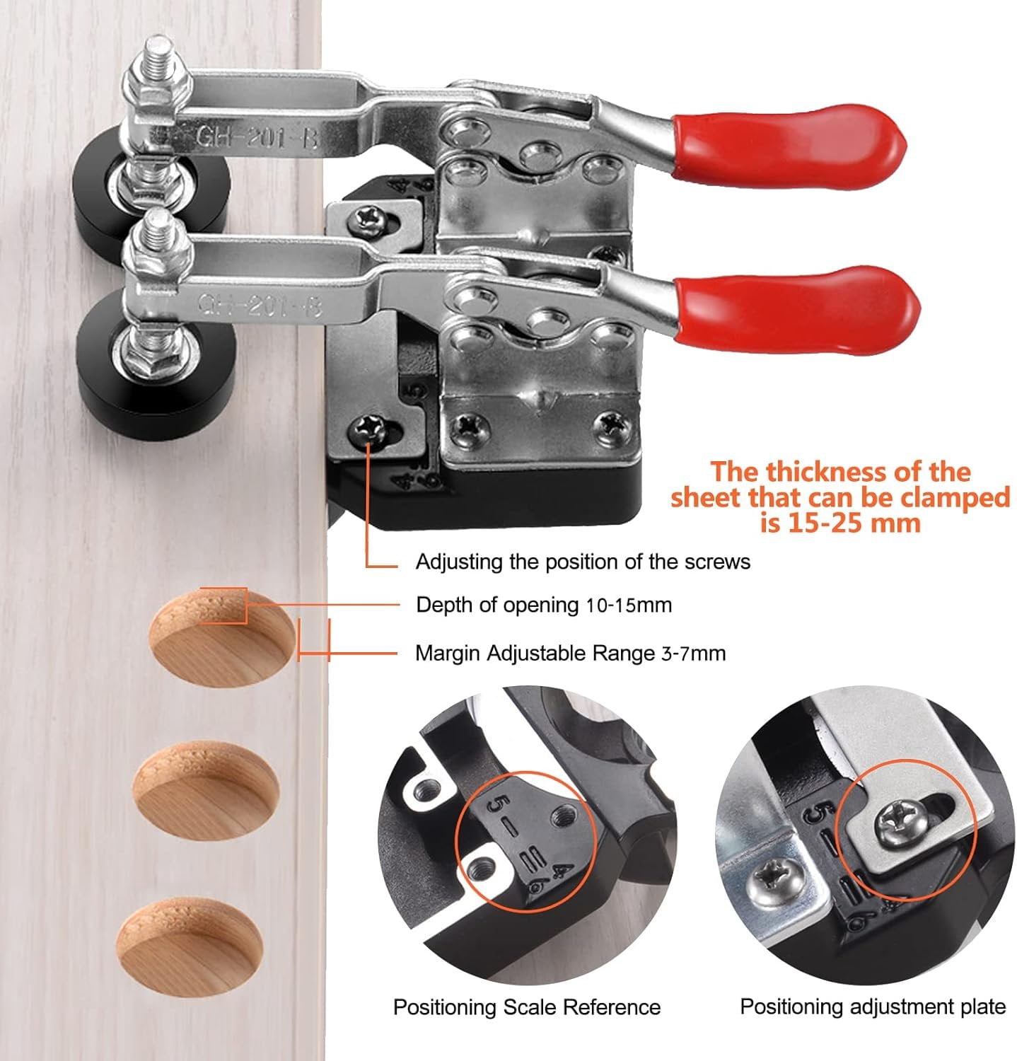 35mm Concealed Door Hinge, Accurate Locking Cabinet Hinge,  Alloy DIY Pocket Hole Jig, 2 Retaining Clips, Adjustable Quick Punch Cabinet Hardware