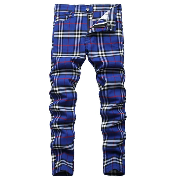 Keevoom Boys Dress Pants School Uniform Plaid Chino Skinny Fit Stretch Fashion Pants