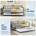 thumbnail image 5 of FOLDLIFE Twin Daybed with Trundle, Modern Pull Out Day Bed Frame with Vintage Heart-Shaped Headboard, Metal Daybed with Sturdy Slat Support,for Small Spaces, Living Room, Guest Room,Black, 5 of 7