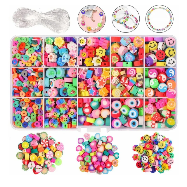 990pcs Arcillo Coloridas Pulseras Kits Abalorios Fabricación Xtellar multicolor