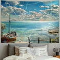 thumbnail image 2 of Orinice Boat Water Beach Tapestry Wall Hanging Unique Style Graphic Tapestries Home Wall Decor Art Living Room Bedroom Apartment Farmhouse Dorm 40x60inch, 2 of 6