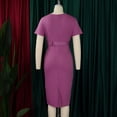 thumbnail image 5 of AURA Women’s Pencil Midi Dress V Neck Short Sleeve Solid Color With Belt S XXXL, 5 of 7