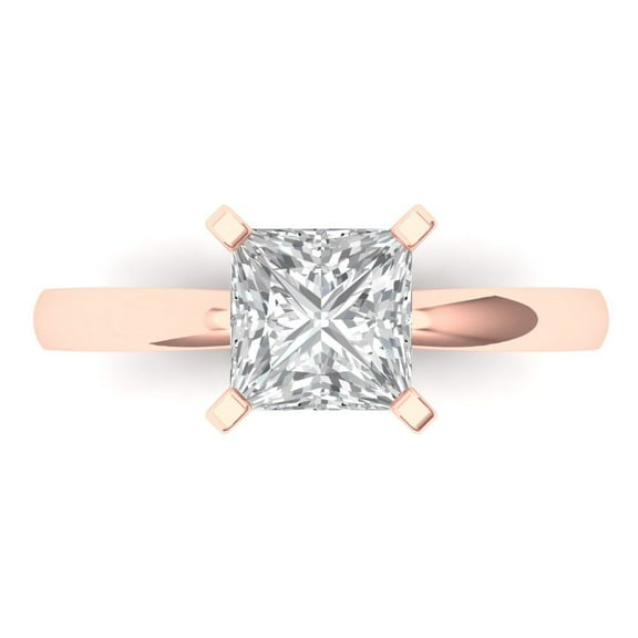 Solitaire Engagement Ring for Women - 1.5ct White Sapphire in 14K Rose Gold Promise Ring