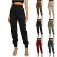 thumbnail image 5 of CaiJunJia Women's High Waist Cargo Jogger Pants Summer Slim Casual Tapered Pants with Pocket, 5 of 5