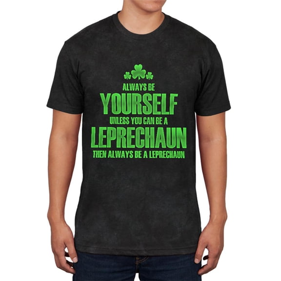 St. Patricks Day Always Be Yourself Leprechaun Mens Soft T Shirt Charcoal Black Triblend SM