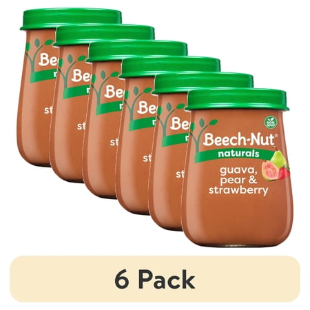 (6 pack) Beech-Nut Naturals Stage 2 Baby Food, Guava Pear & Strawberries, 4 oz Jar