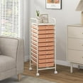 thumbnail image 6 of VibrantEcho 10-Drawer Rolling Storage Drawer Cart, Utility Cart with Removable Drawers & Metal Frame, Mobile Art Craft Drawer Cart with Lockable Wheels for Home, Office, Studio, School, Peach Fuzz, 6 of 14