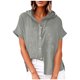 thumbnail image 1 of Vestidos Casuales Para Mujer, Blusas De Mujer De Moda Blusa de lino con cuello en V y manga corta para mujer, estilo túnica de verano con capucha y botones sueltos, 1 of 6