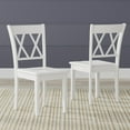 thumbnail image 3 of 5-PC - 42" Round Pedestal Dining Table + Double X-Back Dining Chairs Dining Set in White, 3 of 9