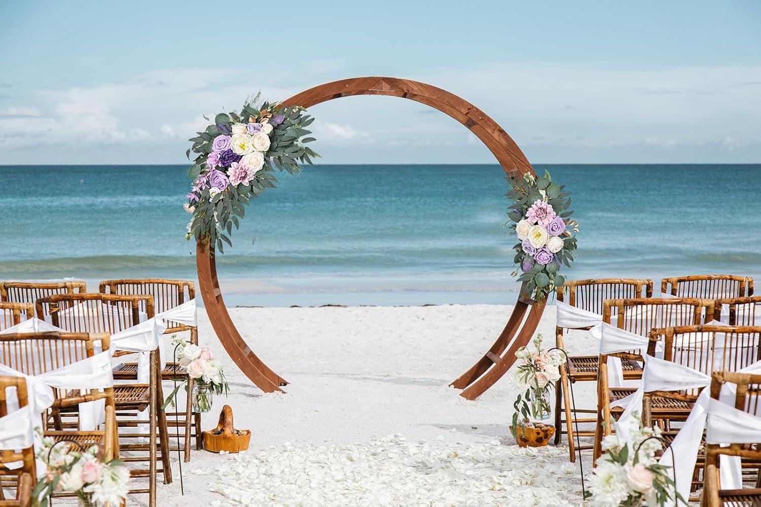 NOGIS 2Pcs Wedding Arch Flowers, Artificial Purple Wedding Flowers for Wedding Welcome Signs Decorations and Arch Flowers for Wedding Ceremony Reception (Purple)