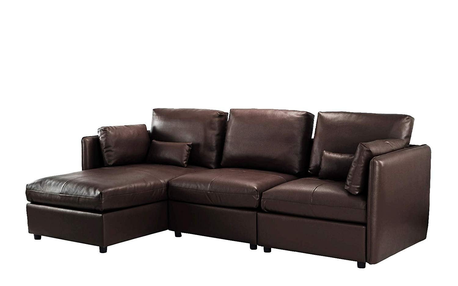 L Shape Living Room Leather Match Sectional Sofa Left Facing Chaise Lounge Light Brown
