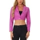 thumbnail image 1 of BLAZER CORTO DE CUERO SINTÉTICO INSPIRE CHIC PARA MUJERES, CON SOLAPA EN V, CIERRE DE UN SOLO BOTÓN, CHAQUETA DE MOTO PU L, ROSA FUCSIA, 1 of 6