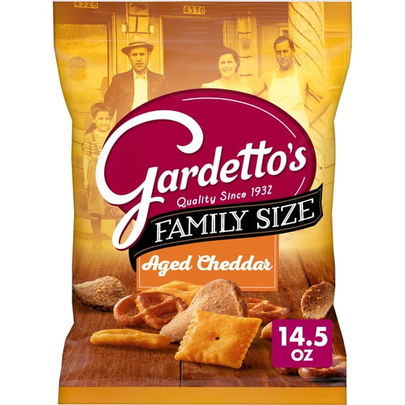 Gardetto's Snack Mix, Aged Cheddar, Family Size Pub and Party Mix, 14.5 oz Bag