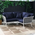 thumbnail image 2 of Lounge Sectional Sofa Chair Set, Navy White, Aluminum, Metal, Fabric, Modern Contemporary, Outdoor Patio Balcony Cafe Bistro Garden Furniture Hotel Hospitality, 2 of 10
