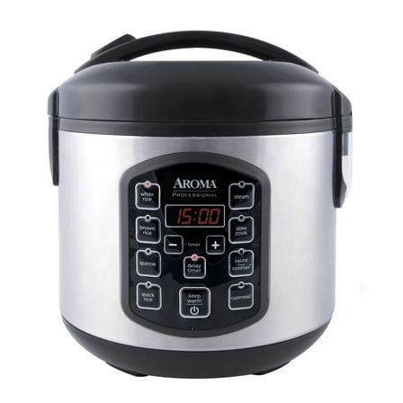Aroma® Professional 8-Cup (Cooked) / 2Qt. Rice & Grain Multicooker, Stainless Steel, New, ARC-954SBD
