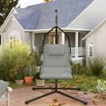 thumbnail image 3 of Spaco Hammock Chair with Stand and PA Coating Cushion, Hanging Swing Chair with Steel Frame for Patio, Beach, Gray, 3 of 11