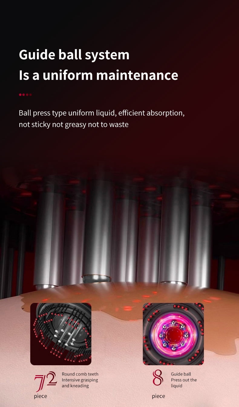 2 in 1 Hair Oil Applicator, Red Light Scalp Massage, Electric Hair Brushes for Hair Growth, IPX7 Waterproof Electric Scalp Massager for Women & Men (Grey)