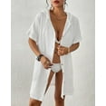thumbnail image 2 of Bsubseach Short Sleeve Beach Coverup Women's Hooded Swimsuit Cover Up Button Down Shirt Dress, 2 of 5