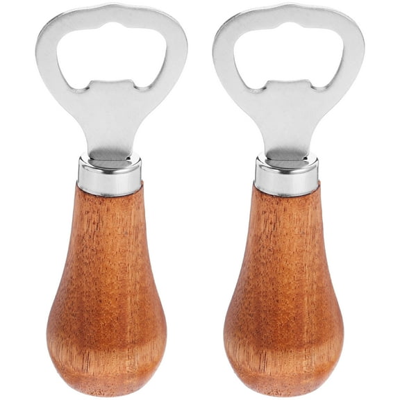 REACHISE 2pcs Bottle Openers Beer Opener Wooden Handle Bottle Opener Soda Beverage Bottle Openers