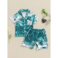 thumbnail image 2 of Bagilaanoe 2Pcs Toddler Baby Girl Summer Pajamas Set Tie Dye Short Sleeve Shirt and Shorts 1T 2T 3T 4T 5T 6T Kids Sleepwear Loungewear, 2 of 7