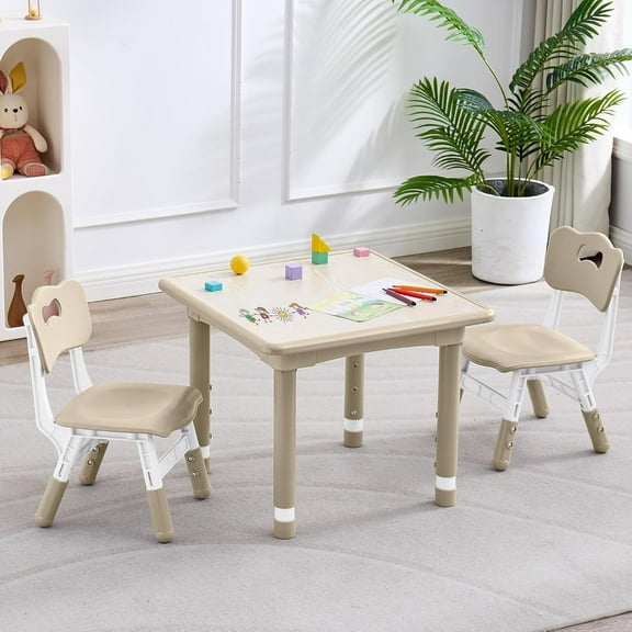 DOREROOM  Kids 3-Piece Multifunction Activity Table and Chair Set, Off-White