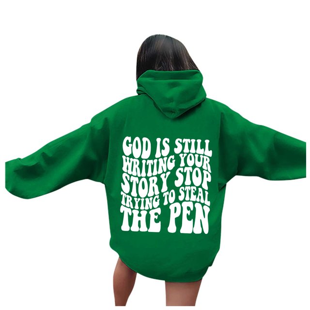 Dieu Écrit Encore Votre Histoire Chandail à Capuche Graphique pour Femmes Chandail Oversize Décontracté à Manches Longues avec Poches Confortable Mode Urbaine