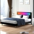 thumbnail image 5 of Mixoy Platform Bed Frame with Smart RGB LED Light Strip |Bed Frame with Adjustable Headboard | Compatible with Alexa & App White - Full, 5 of 5