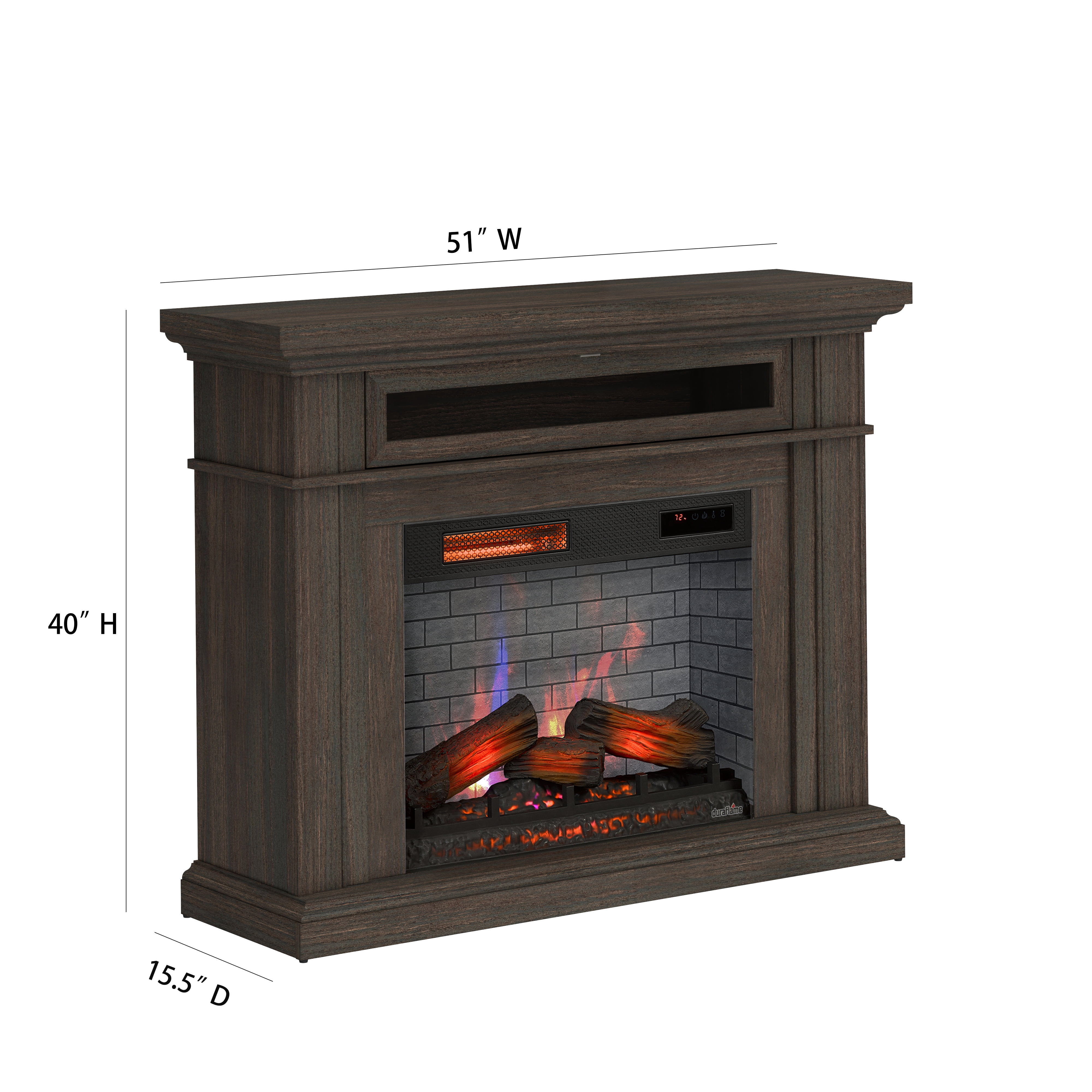 duraflame® Electric Fireplace Wall Mantel with Infrared Heater and Remote Control, Waverly Oak