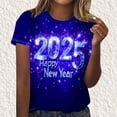 thumbnail image 4 of Camisetas Casuales de Mujer Año Nuevo Impreso Suéter de Manga Corta Cuello Redondo, Top de Moda para el Uso Diario, 4 of 4