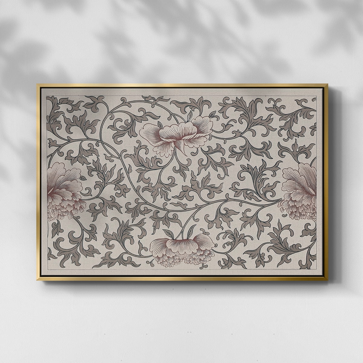 Vintage Abstract Print-XVII Framed in Gold Wood Gallery Wrapped Canvas 25 in. x 37 in.