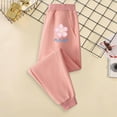 thumbnail image 2 of Odeerbi 2-13 Years Kids Girls Cotton Sweatpants Flower Print Workout Athletic Sports Jogger Pants Comfortable Elastic Waisted Casual Loose Joggers, 2 of 4