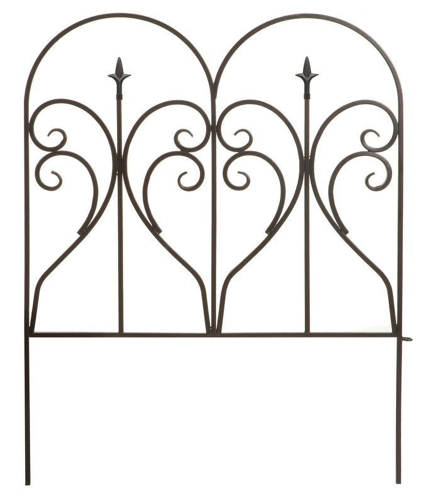 Panacea 87405-4, Set of 4 Steel Garden Border Edging Panels, Scroll & Finial, Black, 31" H