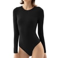 thumbnail image 2 of KDFJPTH Womens Crew Neck Long Sleeve Bodysuit Comfortable Against The Skin Tops Body Suits Women Clothing Long Sleeve Thong Body Suit, 2 of 5