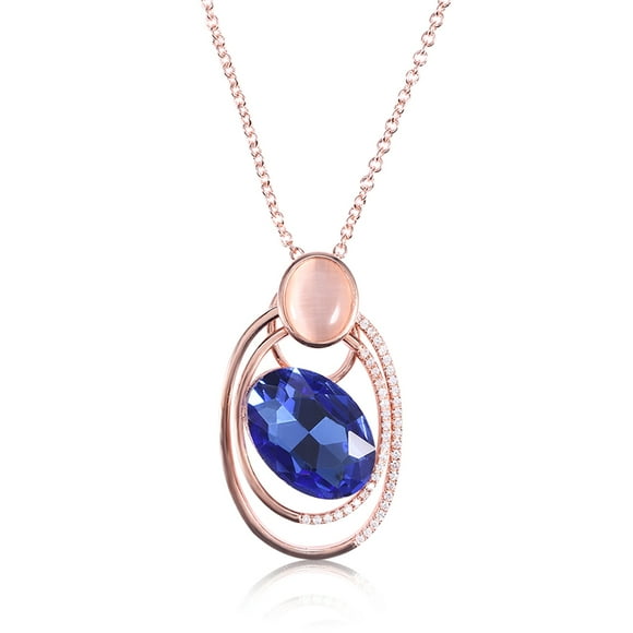 2Types Fashionable Rhinestone Decoration Pendant Necklace Women Chain Jewelry (Rose Gold)