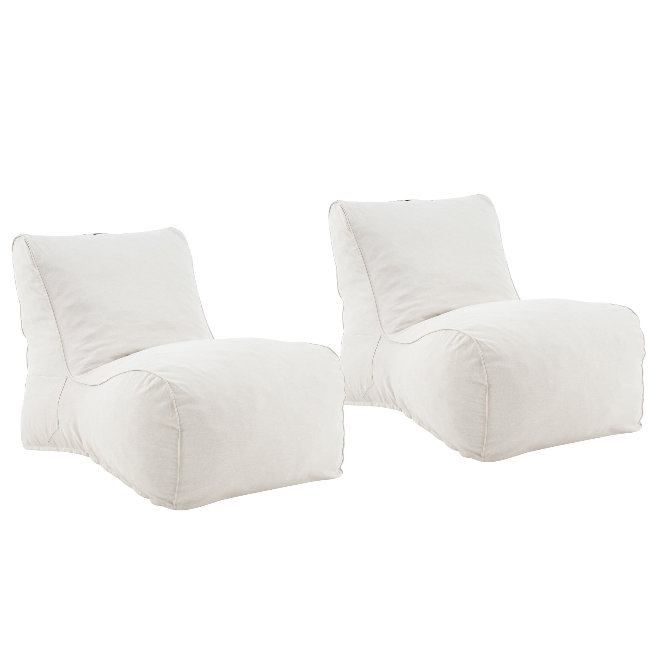 Christopher Knight Home 52" Outdoor Patio Bean Bag Chair, Shredded Foam Fill Lounger, Beige, Set of 2