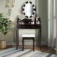 thumbnail image 4 of Costway 4 Drawers Vanity Table Dressing Table W/10 Dimmable Bulbs &Touch Switch Brown, 4 of 10