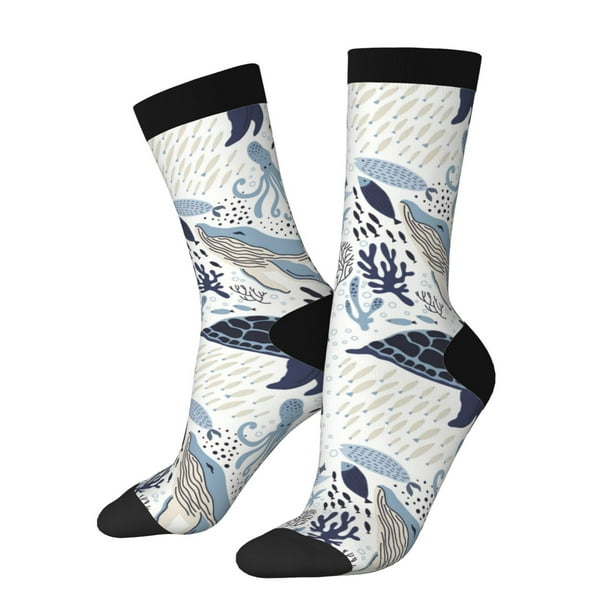 Balery Sea Animal Calcetas Largas con Estampado para Hombre y Mujer – Suaves y Transpirables, Talla Única (US 5-11)
