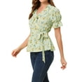 thumbnail image 5 of INSPIRE CHIC Women's Crossover V Neck Short Sleeves Ruffle Wrap Blouse, 5 of 7