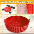 thumbnail image 2 of shiyou-8.5 Inch Silicone Air Fryer Liners Round (2 Pack) Reusable Non-Stick Basket Inserts in Red \u2013 with Handles for Mess-Free Cooking \u2013 Compatible with Ninja, COSORI, Chefman & More Fryer, 2 of 4