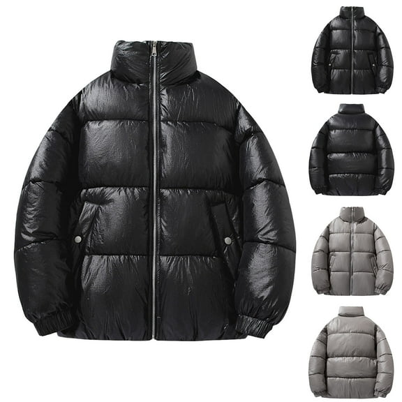 Zedker Men's Down Puffer Jacket Lightweight Waterproof Winter Warm Coat Down Quilted Light Thin Insulated Zip up Outwear Black L