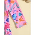 thumbnail image 6 of pengnight Kids Toddler Girls Summer Bikini Swimsuit,12M 18M 24M 2T 3T 4T 5T Long Sleeve Stand Collar Sea Animal Print One-Piece Jumpsuit Swimwear Baby Bathing Suit, 6 of 9