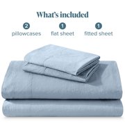 Bare Home Washed Sheet Set - Premium 1800 Collection - Deep Pocket - 4 Piece - Queen, Dusty Blue