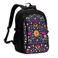 thumbnail image 1 of Balery Cinco De Mayo Floral Mochila con carga USB para hombre y mujer - Mochila impermeable y antirrobo para laptop con puerto USB para viajes, trabajo, 1 of 7