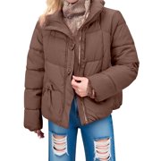 iHPH7 Puffer Jacket Womens Winter Jackets for Women's Hooded Winter Coats Winter Clothing for Women Casual Outerwear Winter Parka for Women Parkas for Women Coffee XL