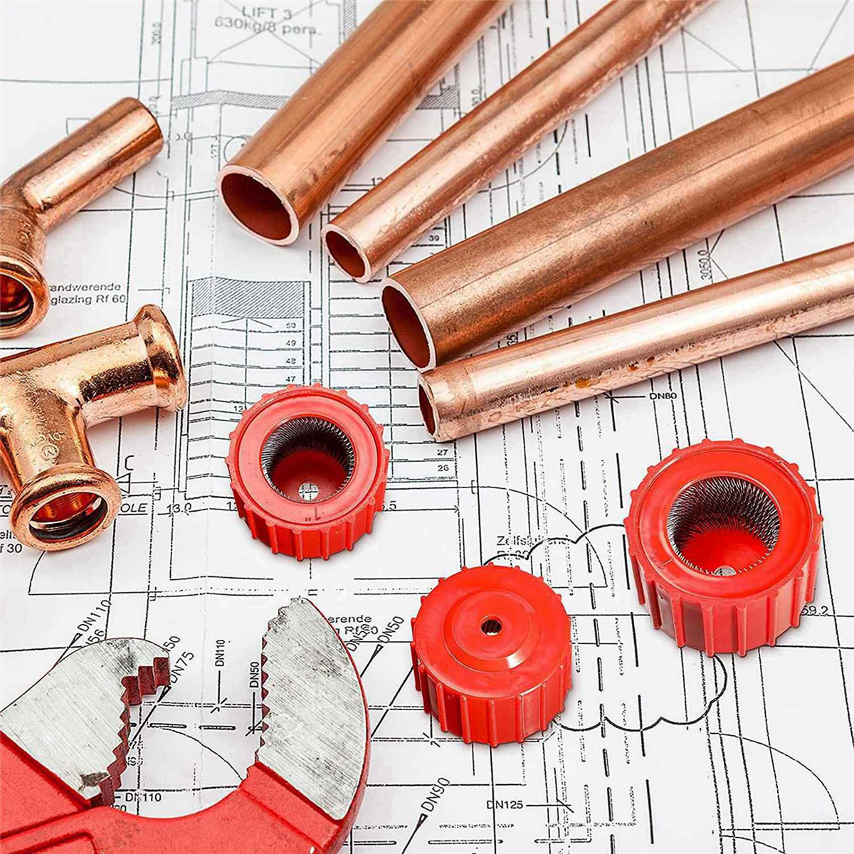 36 Pieces Copper Pipe Cleaners, Handy Sized Plumber, Tube Cleaning Brush for Copper, Copper Pipe Cleaner (3 Sizes)